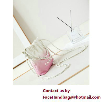 Chanel Patent Gradient Calfskin  &  Lacquered Metal CHANEL 22 Mini Handbag AS3980 White/Light Pink 2025